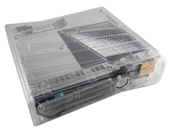 Xbox 360 Slim Ghost Case w/ LED's & More - Crystal Clear